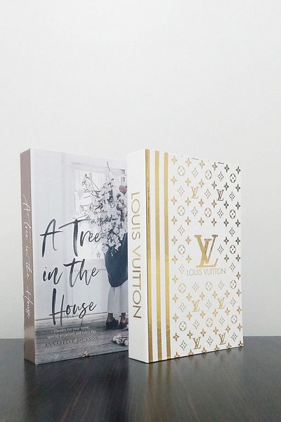 ndukkan White Gilded Patterned a Three in the House & Lv Decorative Book Box Set of 2