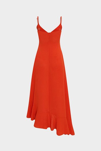 Açelya Okcu Strappy Midi Women's Dress - Premium Ruffle Detail