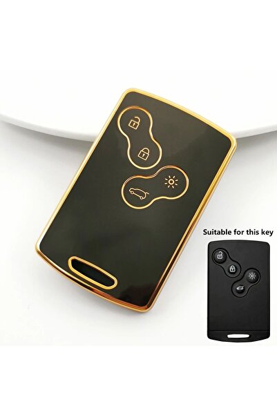 EBG İSTANBUL Renault Clio4 Megane 3 Fluence - Husa de cheie neagra, compatibila pentru pornire fara cheie