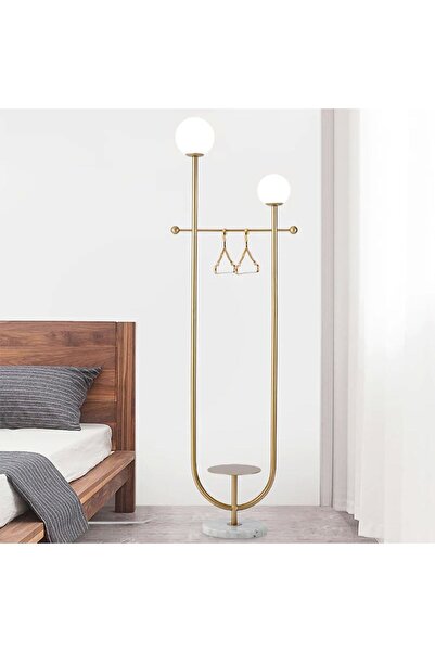 VİSENTE HOME Mermer Ayaklı Vestiyerli Askılı Modern Tasarım Lambader