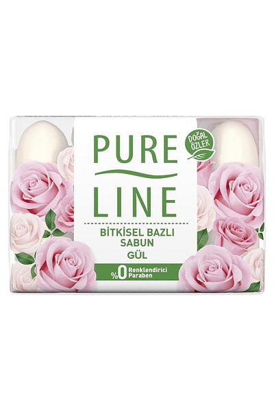 Pure Line صابون عشبي بمستخلصات طبيعية من الورد 4 × 70 جم