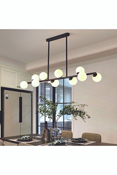 VİSENTE HOME Modernizm Siyah Linear 10l Sarkıt Avize Mutfak Ve Yemek Masası I...