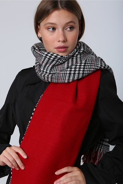 Luminos Butik Red Plaid Patterned Winter Scarf - Designed for Elegance and Warmth Sal1212