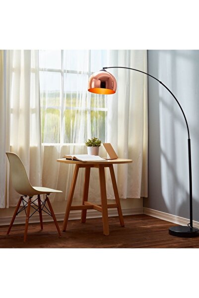 VİSENTE HOME Deve Boynu Modern Tasarım Siyah-bakır Lambader