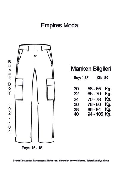 EMPİRES MODA Black Rubber Leg Men's Cargo Pants