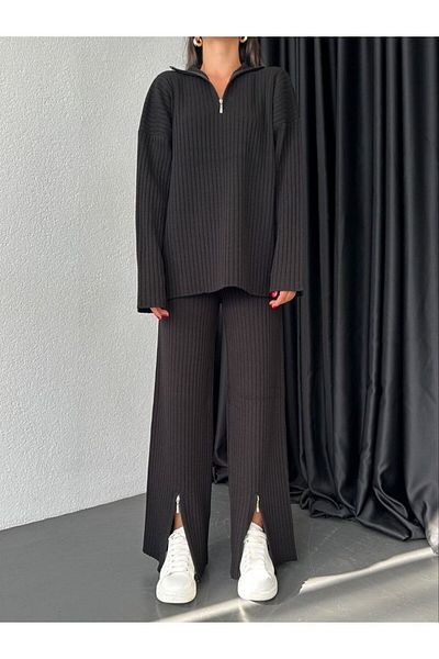 Tünel moda Трикотажний комплект з туніки та штанів преміум-класу - деталь на блискавці