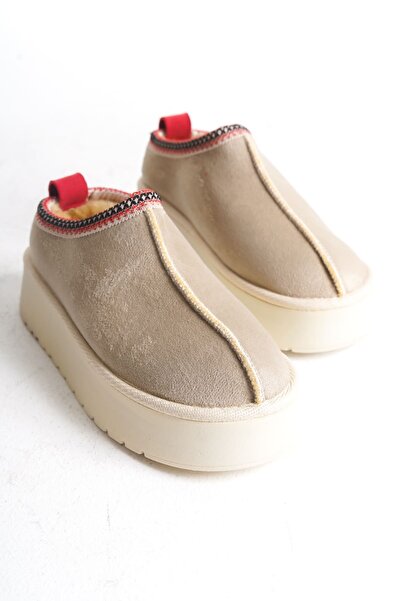 TRENDELLA Μπεζ Μίνι Μπότες - Γυναικείες, Χειμερινές, Γούνινες Εσωτερικές Μπότες