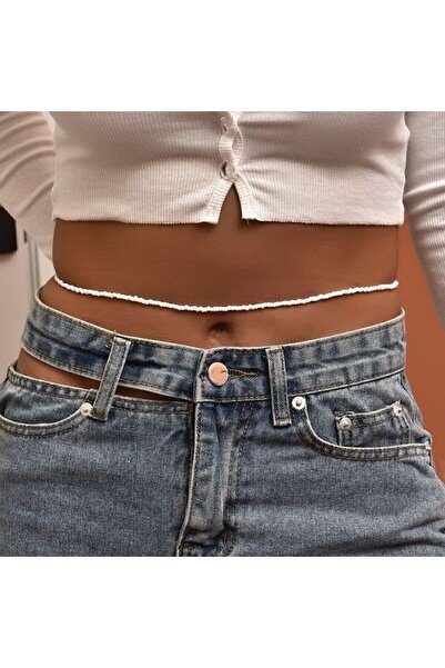 baddin aksesuar سلسلة خصر مطرزة باللون الأبيض البوهيمي