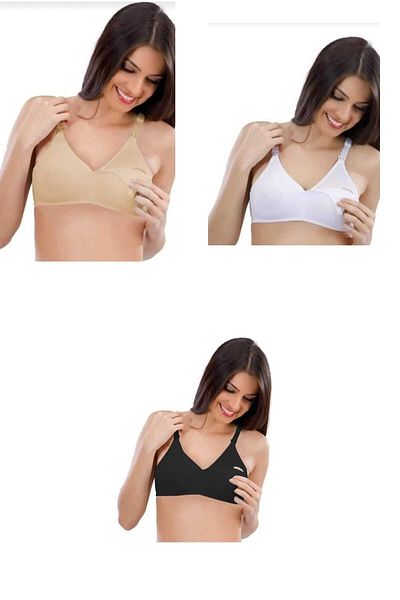 Liza Sutien de alăptare din bumbac pieptănat pentru femei cu cârlige ușor de deschis, pachet de 3