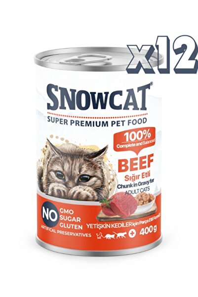 Snow Cat Premium Parça Etli Sığırlı Kedi Konservesi 12 Adet*400 G