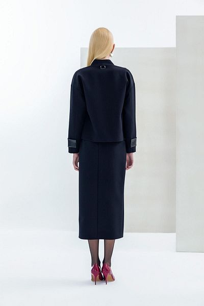 KAMEYA 25W30607 Model Leather Belted Midi Skirt