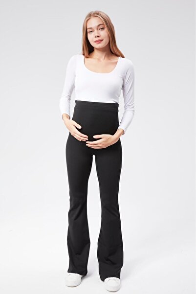 EYLÜLMATERNITY High Waist Stretchy Spanish Leg Maternity Leggings - Dalgiç Fabric