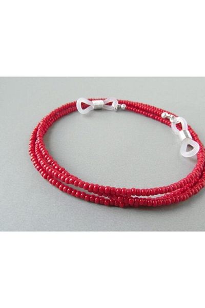 DMA AKSESUAR Red Beaded Glasses Chain