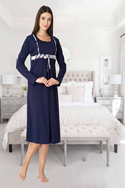 Effortt مجموعات Mayss 8083 ثوب نوم للحوامل باللون الأزرق الداكن