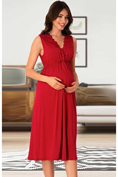 ByLohusa Cămașă de noapte de maternitate din dantelă Effortt Cherry