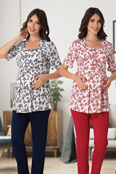 ByLohusa Σετ πιτζάμες εγκυμοσύνης και μετά τον τοκετό από βαμβάκι με δυνατότη...