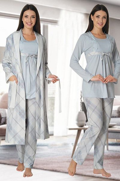 Effort Pijama Καρό φόρεμα εγκυμοσύνης Effortt Σετ 3 τεμαχίων