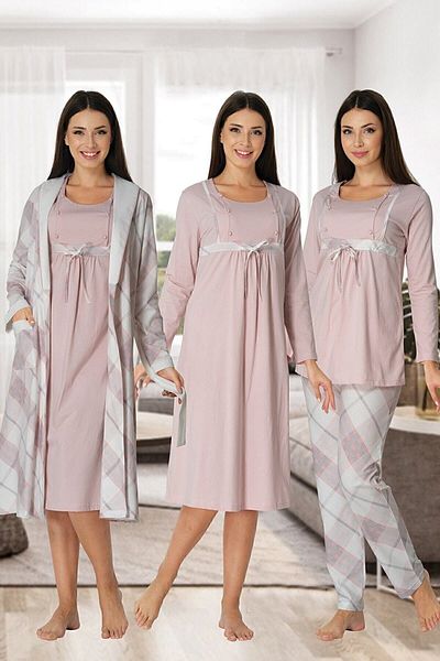 Effort Pijama مجموعة بودرة الأمومة النسائية من 4 قطع