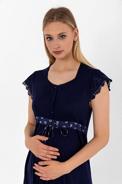 ByLohusa Effortt Navy Blue Maternity Pajama Set