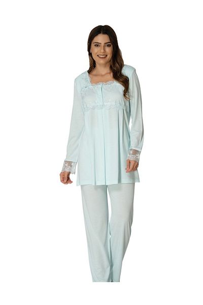 Effort Pijama Set pijamale de maternitate cu mâneci lungi, verde apă, Effortt 2403