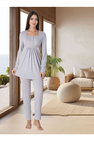 ByLohusa Effortt Gray Maternity Pajama Set