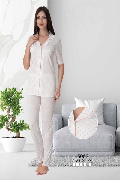 ByLohusa Set pijama cu nasturi în față, roz Effortt