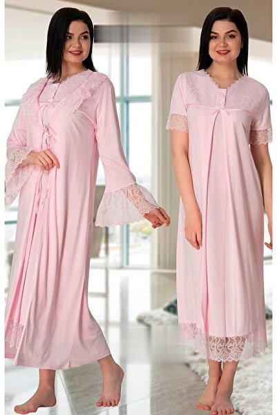 ByLohusa Set cămașă de noapte de maternitate Effortt Pink Peignoir