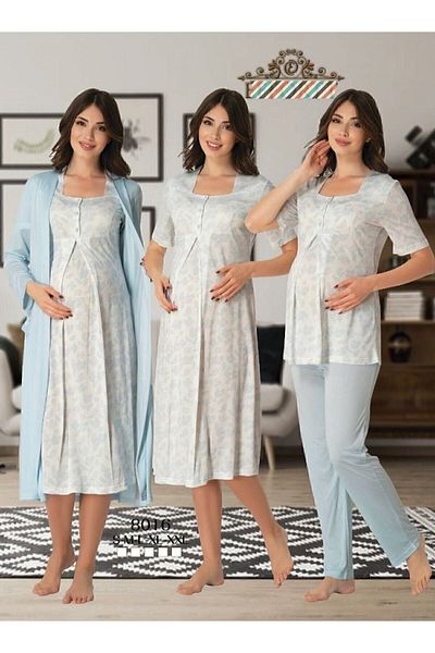 Effort Pijama Women's Blue Maternity Pregnant Set