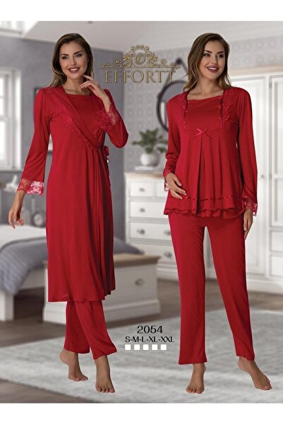 Effortt Set de pijamale de maternitate cu detaliu din dantela rosie pentru femei