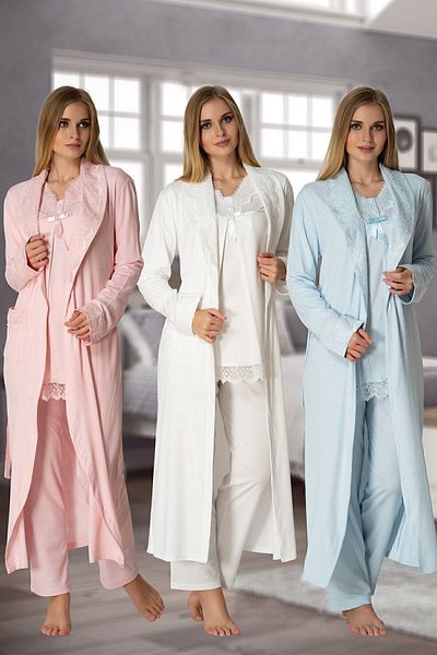 Effort Pijama طقم بيجامة للحوامل من Effortt 4034 مع ثوب نوم طويل