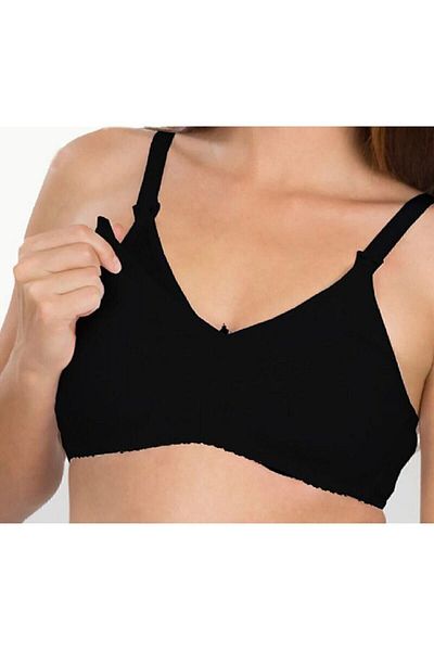 İmer Çamaşır Women's Black Premium Modal Combed Cotton Nursing Bra