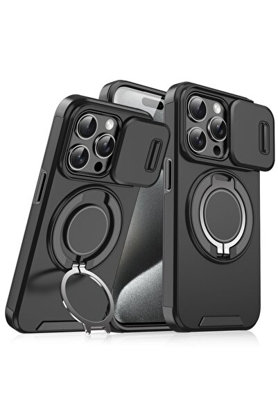 Deppo Trend حافظة متوافقة مع هاتف iPhone 15 Pro مع حامل حماية للكاميرا قابل ل...