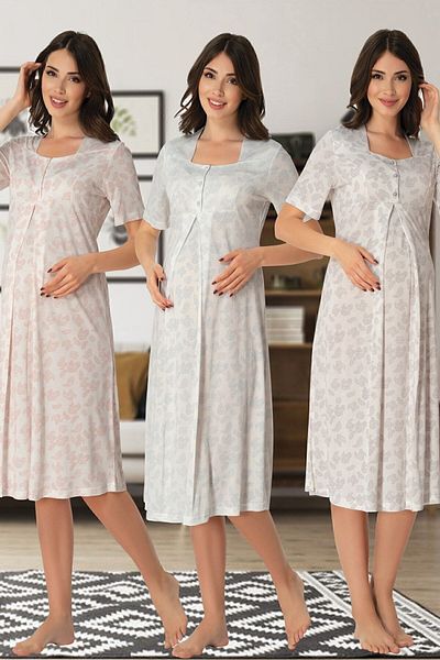 Effort Pijama Effortt 8013 Νυχτικό εγκυμοσύνης με μοτίβο λουλουδιών