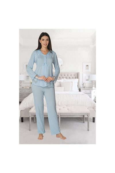 Effort Pijama Set de pijamale de maternitate albastru pentru alăptare