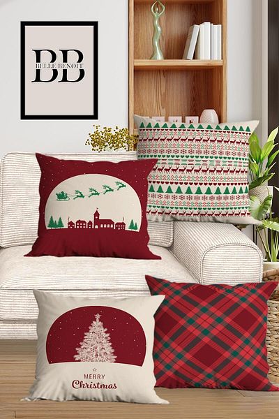Belle Benoit New Year's Design - Digital Printed Gift 4-Piece Sofa and Pillow Set