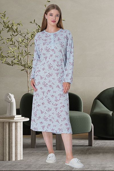 Mecit Pijama Mecit 5738 Μπλε γυναικείο νυχτικό σε μεγάλο μέγεθος