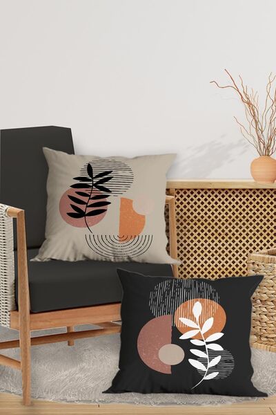 Belle Benoit Set of 4 Double-Sided Digital Printed Modern Geometric Pillowcases Throw Pillow Set – Zippered, 43X43 cm