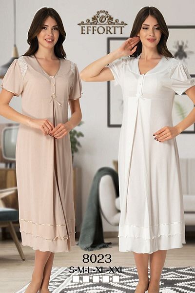 Effort Pijama Νυχτικό εγκυμοσύνης Effortt 8023 Lace Detailed - Ροζ
