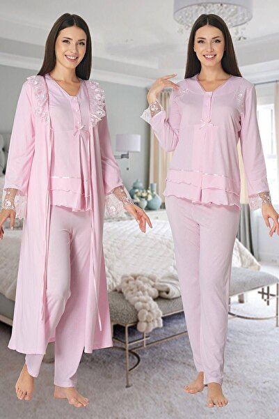 Kocabey 2424 Pink Maternity Pajama Set with Dressing Gown