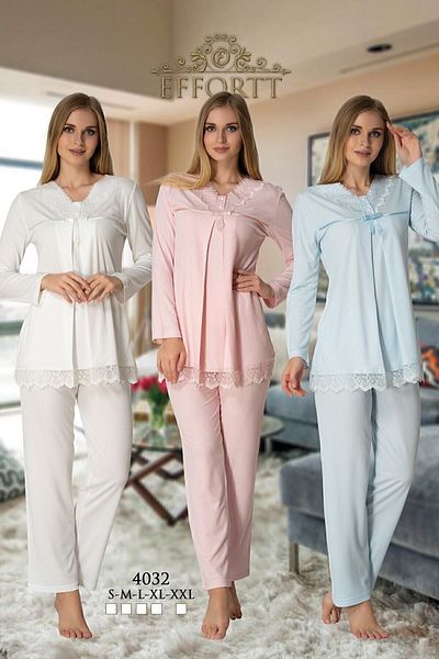 Effort Pijama Effort 4034 - طقم بيجامة للحوامل بأكمام طويلة وردية