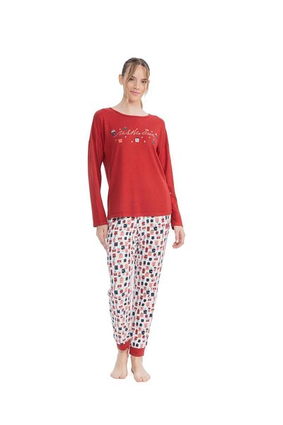 U.S. Polo Assn. Η.Π.Α. Polo Assn. Σετ γυναικεία πιτζάμες μπορντό με στρογγυλή λαιμόκοψη