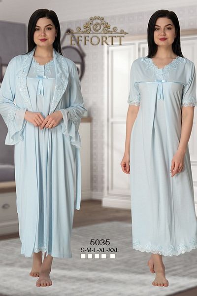 Effort Pijama 5035 Set de noapte de maternitate cu halate de toaleta albastre