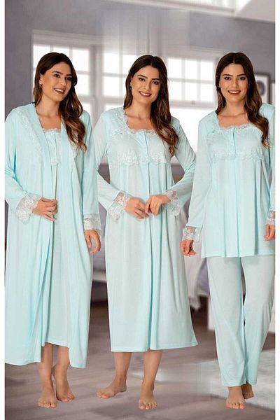 Effort Pijama Pregnant Water Green Set of 4