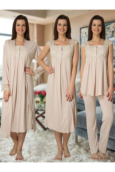 Effort Pijama Effortt Maternity Maternity Set of 4 with Milk Coffee Dressing Gowns 2305