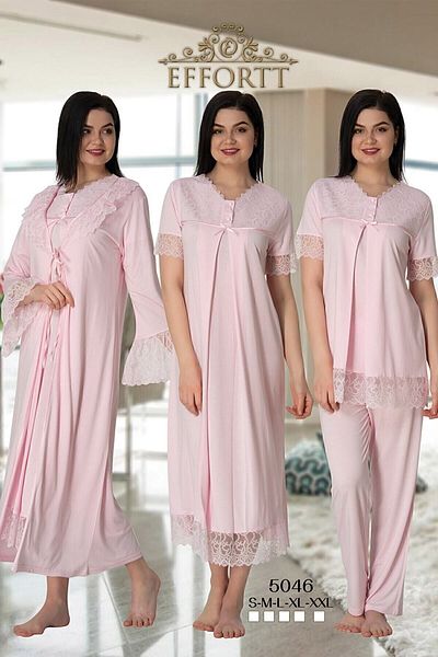 Effort Pijama Effortt 5046 Maternity Maternity Set of 4 with Guipure Dressing Gown