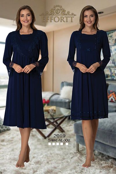 Effort Pijama Maternity Nightgown Set with Dressing Gown