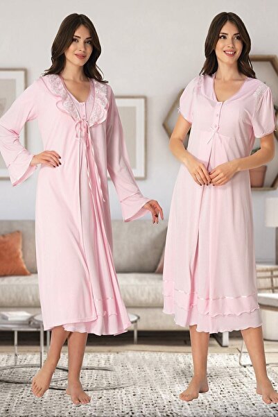CT MODA Set cămașă de noapte pentru maternitate cu mânecă scurtă, roz Effort
