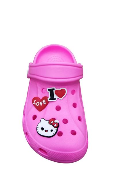 casso LOVE Patterned Girl's Soft Sandals - Non-Slip Sole Home Kindergarten Slippers