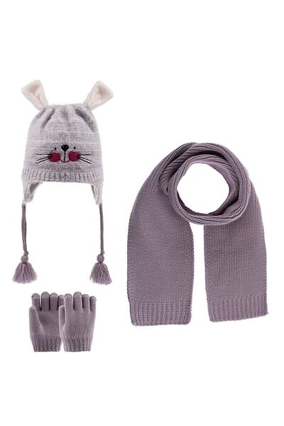 Kitti طقم قفازات وشاح للفتيات مكون من 3 قطع