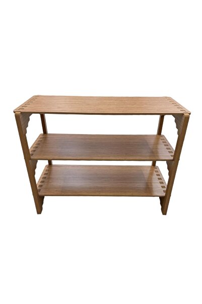 kmskumsar Ahşap 3 Katlı Demonte Ayakkabılık Ayakkabı Rafı